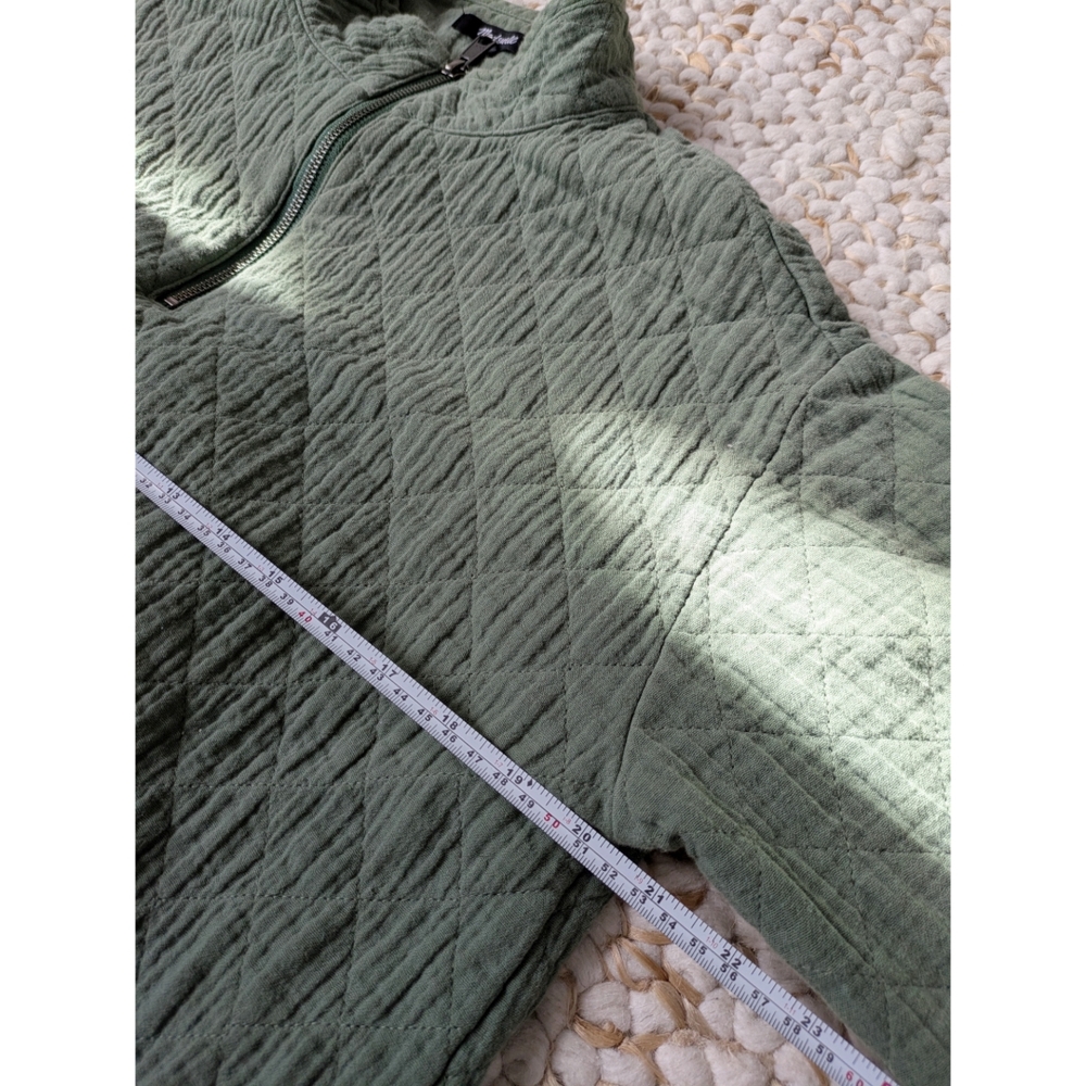 Madewell Olive Green Quilted Half-zip Top - Picture 4 of 14